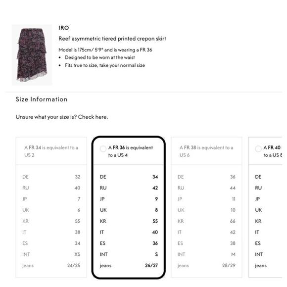 IRO Abstract Reef Asymmetric Tiered Printed Crepon Skirt in Midnight Blue FR 36 - Picture 6 of 12